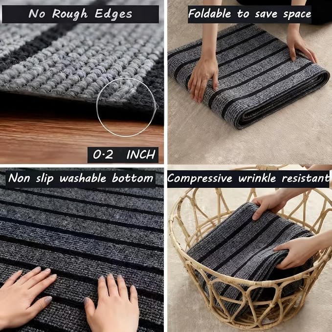 Dog Crate Mat 63"x47" Extra Thick Waterproof Non-Slip Kennel Pad | Absorbent Striped Design for Under Crate, Reusable & Washable Dog Mat for Crate