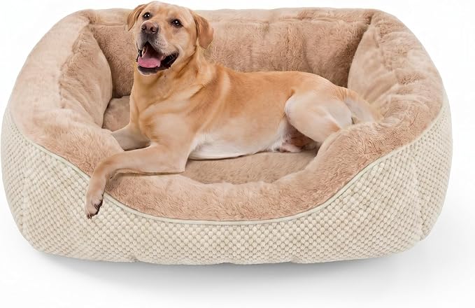 INVENHO Large Dog Bed, Washable Orthopedic Warming Soft Sleeping Durable with Anti-Slip Bottom
