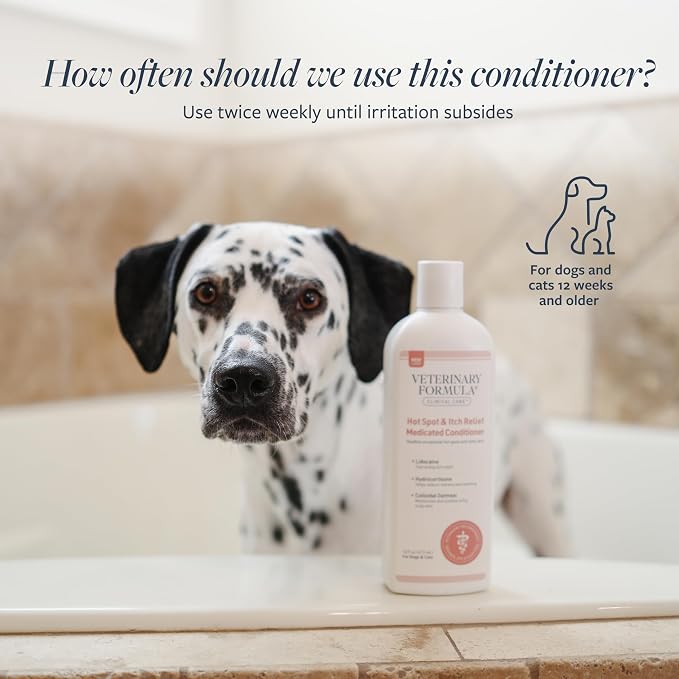 Veterinary Formula Clinical Care Hot Spot & Itch Relief Conditioner, 16 oz | Medicated oatmeal formula conditions the skin and helps alleviate itching in dogs and cats