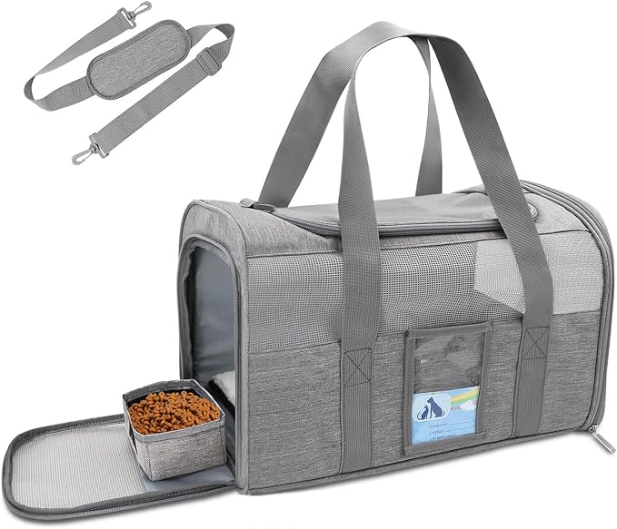 Refrze Cat Carrier for Large Cats 20 lbs, Medium Cat Under 25 lbs, Dog Carriers for Small Dogs, Soft Travel Pet Carrier for 2 Cats Small Dogs, Grey