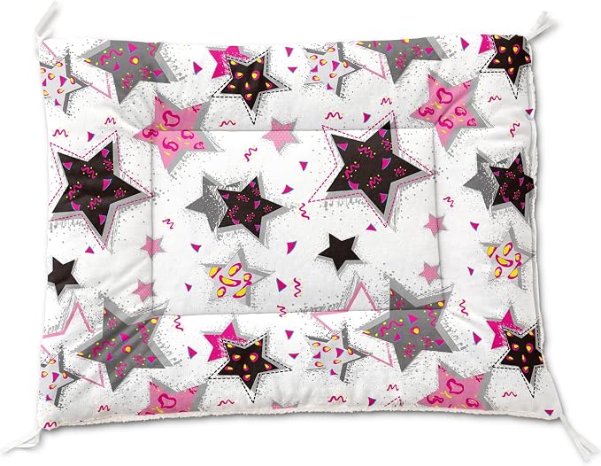 HOSIMA Star Pattern Pet Bed Mat,Fuzzy Washable Pet Crate Pad,Soft Cozy Dog Sleeping Mat,Plush Pad Suitable for Medium Dog Bed,38L*32W Inch,White.