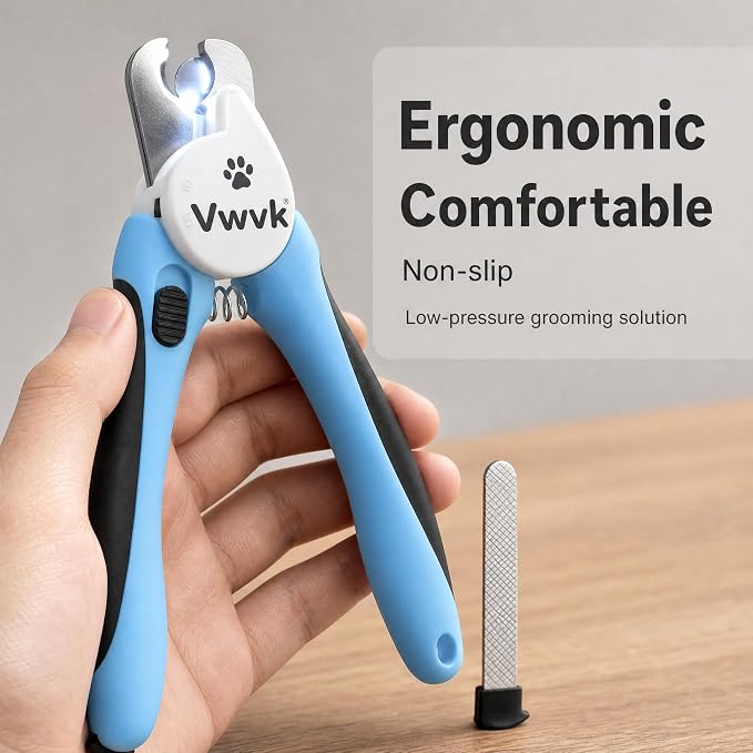 Dog Nail Clippers with Light, Professional Toenail Clippers for Thick Toenails, LED Illuminated Pet Nail Trimmer to See Bloodline, Safety Guard & Blade Lock, for Dogs & Cats
