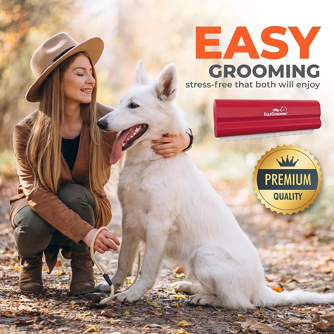 EquiGroomer 5-Inch Undercoat Deshedding Brush for Dogs & Cats, Red | Best for dogs up to 100 lbs and cats of any size, short or long hair, stainless blade, no cutting or pulling