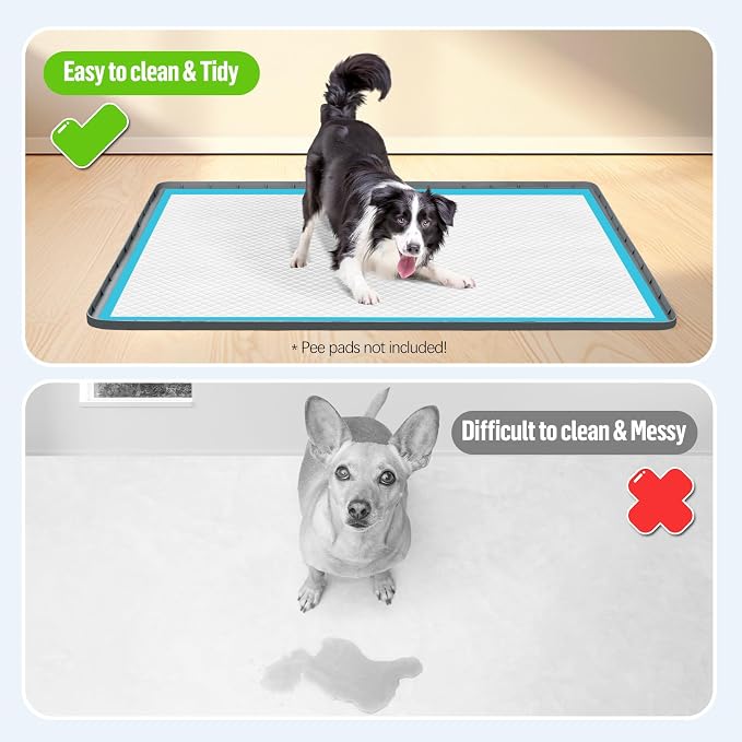 Pee Pad Holder for Dogs 50''x35'' Silicone Puppy Pee Pad Tray, Dark Grey | Extra Large Dog Potty Tray Leak-Proof, High Edge, No Spill Training Pads for Floor Protection, No Pee Pads
