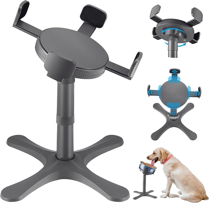 Dog Bowls,Elevated Adjustable Dog Bowl Stand with 3 Heights & Tilted Feeding Design, Raised Stand Compatible with Medium & Large Breeds(1 Pack) Grey