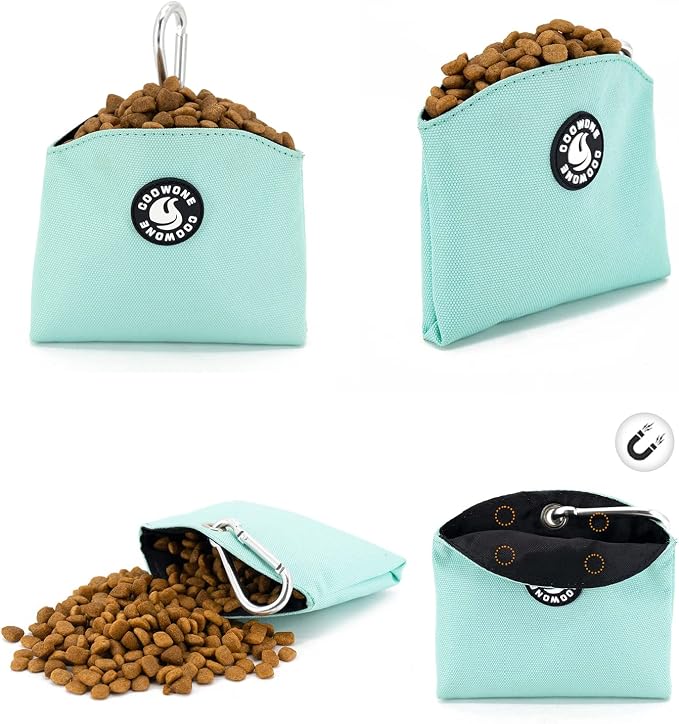 Dog Treat Pouch Magnetic Closure Small Dog Training Treat Pouch Pocket Sized Small Dog Treat Pouch with Clip (mint green)
