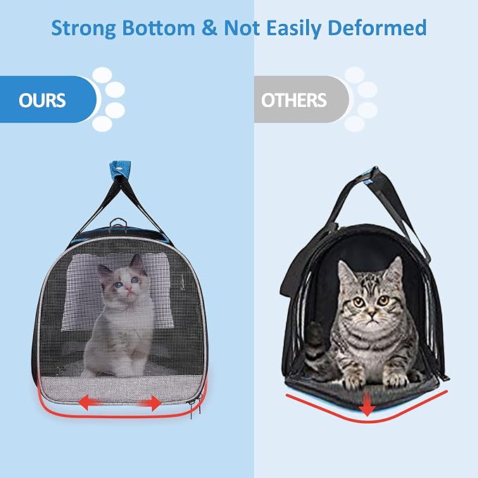BurgeonNest Pet Carrier for Large Cats, Soft-Sided Cat Carrier for Big Cats and Small Dogs Up to 20 lbs, Top Loading Collapsible Escape-Proof Travel Cat Bag with 4 Mesh Windows & Side Storage, Grey