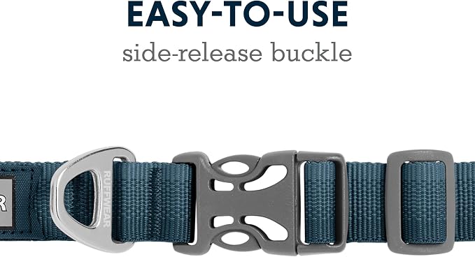 Ruffwear, Front Range Dog Collar, Adjustable Tubelok Webbing, Lightweight, Side Release Buckle, Aluminum V-Ring, Durable for Everyday Use, Blue Moon, 11"-14"