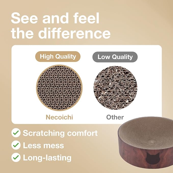Necoichi Cat Scratcher Bowl for Indoor Cats - Cat Scratching Lounger with Reversible Usability and Extra Comfort for Lounge, Cardboard Bed Couch / (Regular, Dark Cherry)