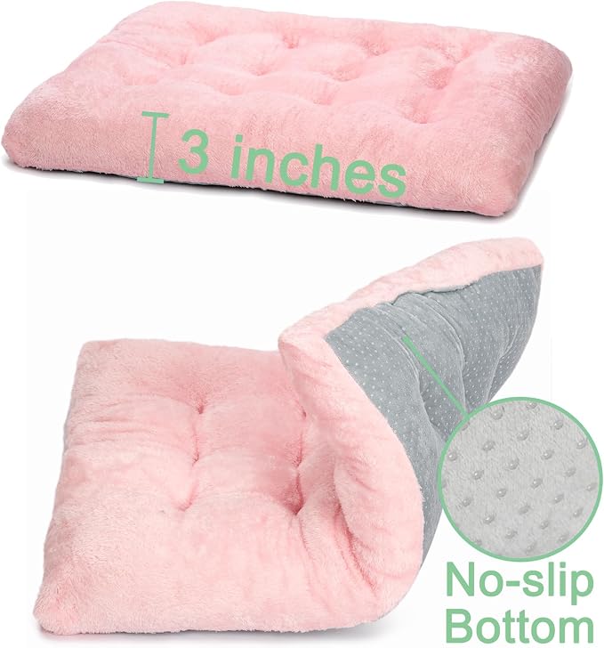 POMIU 2-Pack Dog Bed, Washable Deluxe Plush Crate Beds with Anti-Slip | Machine Washable Kennel Pad Sleeping Mat for Large, Medium and Small Dogs
