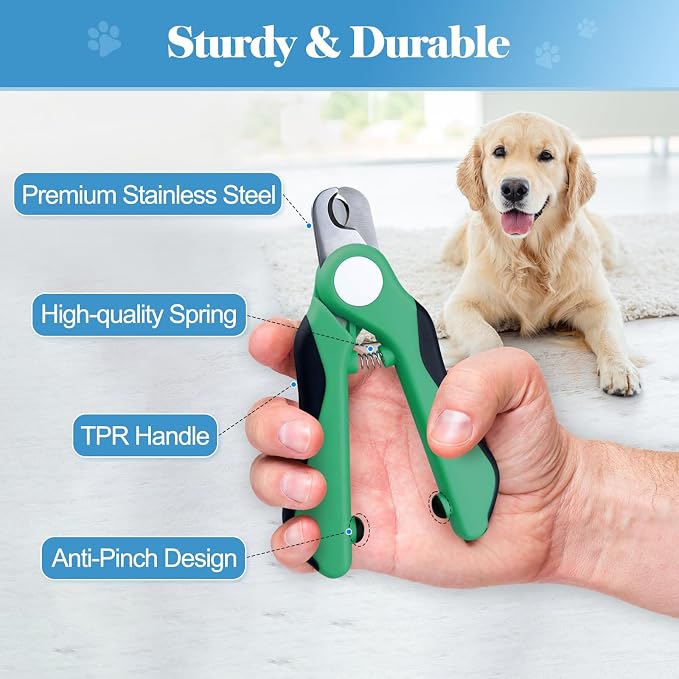 Swihauk Heavy Duty Dog Nail Clippers and Trimmers, Professional Pet Nail Clippers with Nail File for Dogs Cats Small Animal, Claw Clippers with Safety Guard to Prevent Over-Cutting, Green
