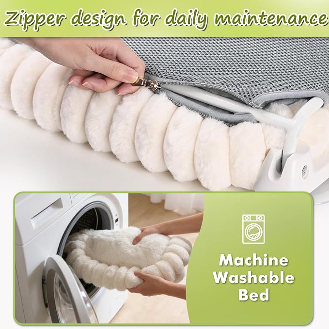 Zoratoo 2PC Cloud-Cuddle Cat Window Perch, Foldable Cat Hammock, M White | 2-in-1 Reversible Cover, Removable for Machine Wash, Stable Window Resting Seat with Large Suction Cups for Indoor Cats