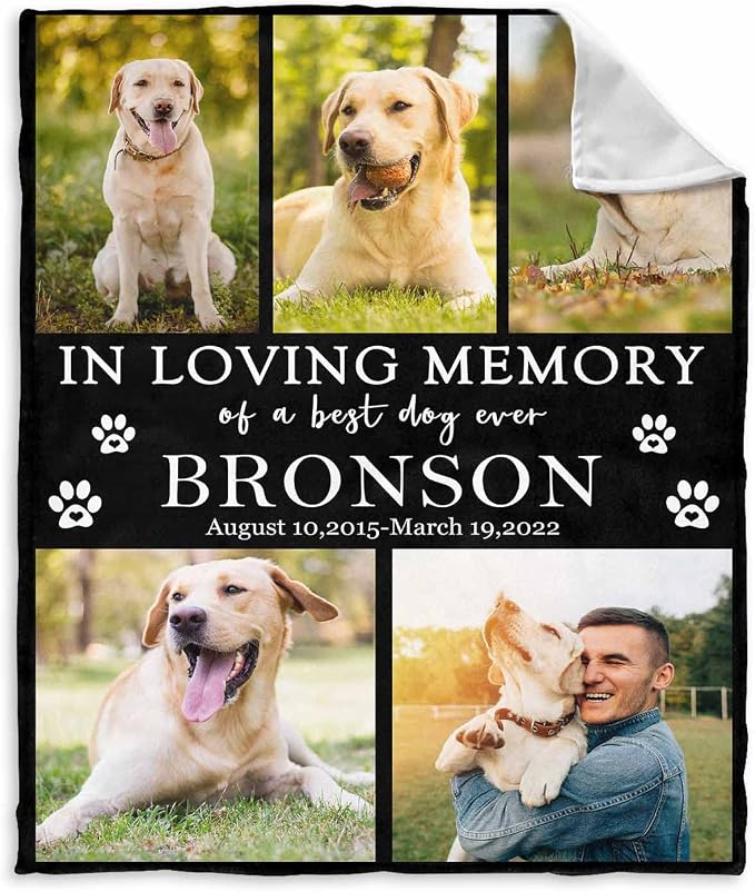 InterestPrint Personalized Loss of Pet Dog Throw Blankets in Loving Memory of A Best Dog Ever Blanket Custom Memorial Dog Blankets with Beloved Photo Remembrance Blanket Gift 50X60 Inch