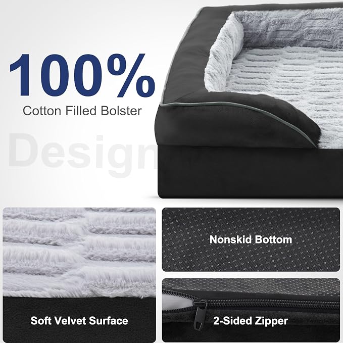 FURTIME Orthopedic Dog Bed for Medium Size Dog, Waterproof Dog Beds, 35x25x6.5 Supportive Foam Pet Couch Bed with Removable Washable Cover and Nonskid Bottom