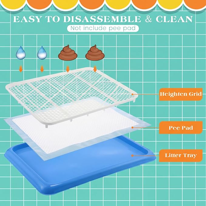 Mifoci 1 Pcs Dog Potty Tray Mesh Puppy Training Pad Holder Floor Protection Portable Pee Pad Pet Toilet Training Tray Litter Box Corner for Medium and Large Dogs (25.6 x 18.9 Inch,Blue)