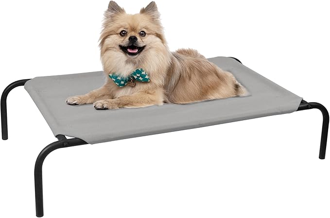 Raised Pet Cot for Small Pets, Elevated Dog Bed with Breathable Mesh, Sturdy Steel Frame for Indoor & Outdoor Use, Non-Slip Design, Easy Clean, 33-Inch Grey