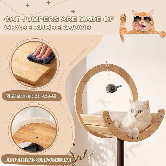 66'' Corner Cat Tree, Heavy Duty Multi-Level Cat Tree Tower with Scratching Post, Large Platform, Hammock, Dangling Ball, Carbon Steel Material Cats Condo for Large Cats 20 lbs