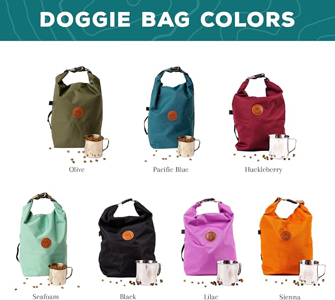Wilderdog Doggie Bag - Water Resistant, Portable Kibble Carrier & Stainless Steel Mug - Pacific Blue
