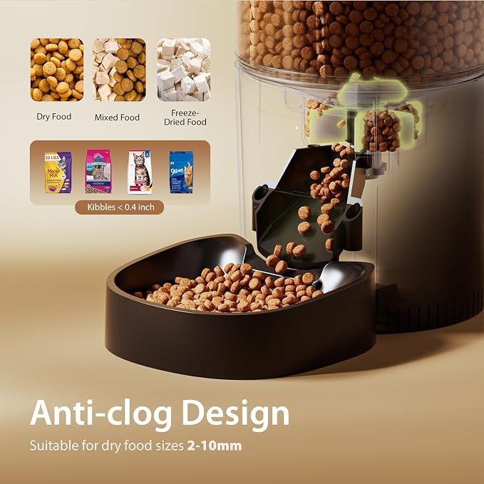 IMIPAW Automatic Cat Feeders, 3L Timed Cat Dry Food Dispenser, Dual Power Supply, Programmable Portion Size, 1-6 Meals Per Day, Auto Pet Feeder for Cats and Small Dogs, with Desiccant Bags