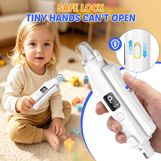 2-in-1 Dog Cat Nail Clippers and Grinder with Light: Electric LED Silent Quiet Pet Nail Claw Trimmers USB Rechargeable Safety Lock Small Large Dog