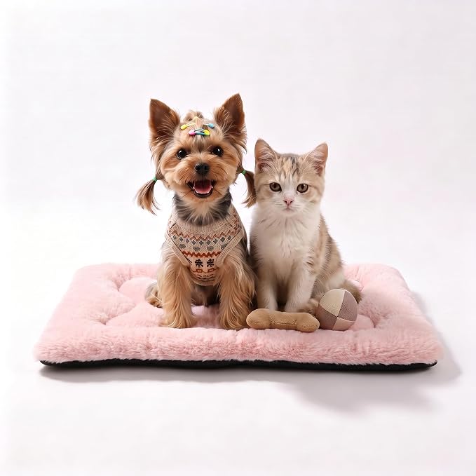 Dog Bed 22" for Metal Crate Pad, Washable Kennel Mat for Small Puppy & Cats | Soft faux rabbit fur, non-slip,machine wash/dry, plush cushioning, for crates, floors & travel, multiple sizes for all breeds