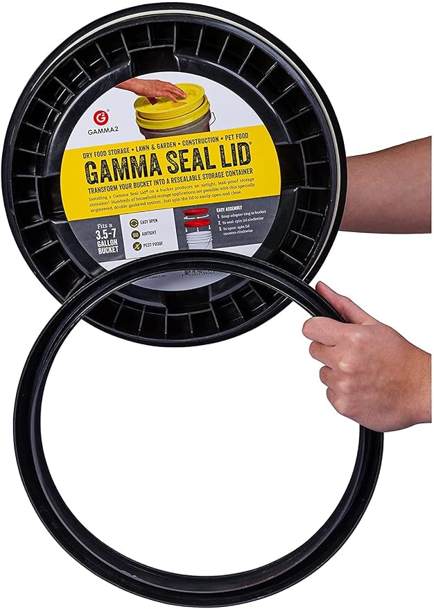 Gamma2 Seal Lid Black | Food-Safe | For 3.5-7 Gallon Buckets | BPA-Free | Pack of 12