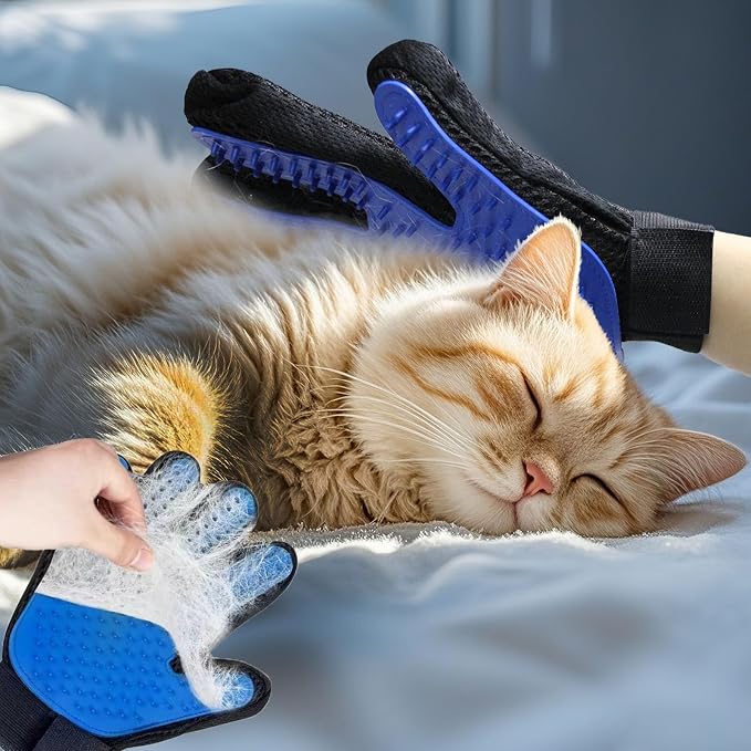 NVNAN Cat & Dog Grooming Glove and Curry Brush Set | Includes grooming glove and curry bath brush for deshedding, bathing, brushing, and gentle pet hair removal