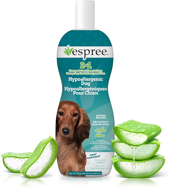 Espree Hypoallergenic Dog Shampoo & Conditioner, Sensitive Skin, 20oz | Professional Dog Grooming, Dog Grooming Supplies, Tearless Formula, Aloe Vera, Gentle Cleansing, Professional Salon Quality