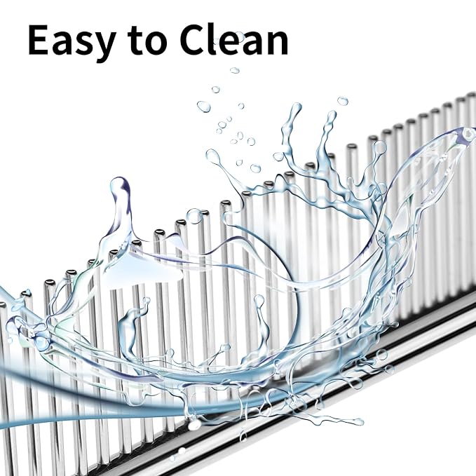 2PCS 6.4"&7.5" Stainless Steel Pet Deshedding Brush & Grooming Comb | Rustproof Stainless Steel, Remove Loose Fur & Tangles, Gentle on Skin, For Dogs Cats All Hair Types, Easy Clean Grooming Tool