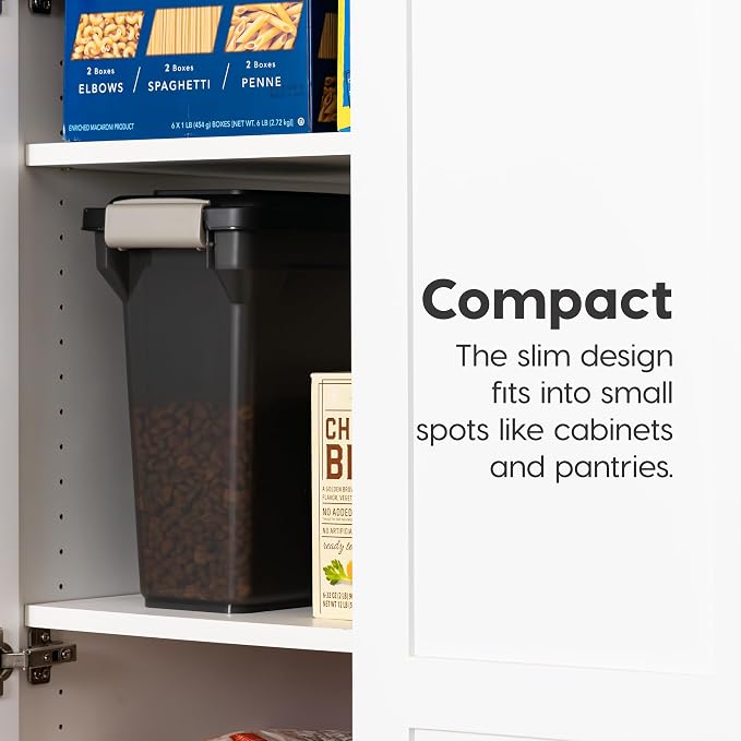 IRIS USA Dog Food Storage Container, Up to 13 lbs, Smoke, Made in USA | BPA-Free, Airtight Seal, Best for Cat Food, Bird Seed, Chicken Feed, Pet Toys, Treats, Pellets