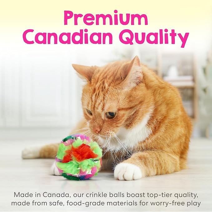 Jumbo Cat Crinkle Ball 3.5 Inch | 1 Pack | Interactive Indoor Cat Toy, Safe Lightweight Build with Durable Crinkle Material and Engaging Sound