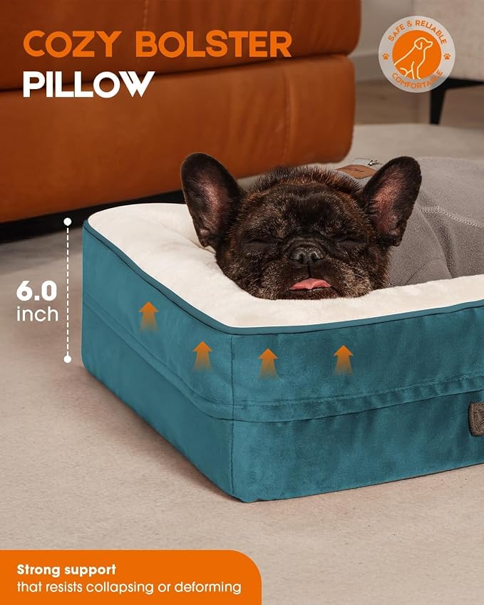 Upvilla Orthopedic Dog Bed, Four-Sided Cushioned Egg-Shaped Foam Dog Sofa, Waterproof Removable Cover, Cat Bed with Non-Slip Base, Small Pet Bed,Blue