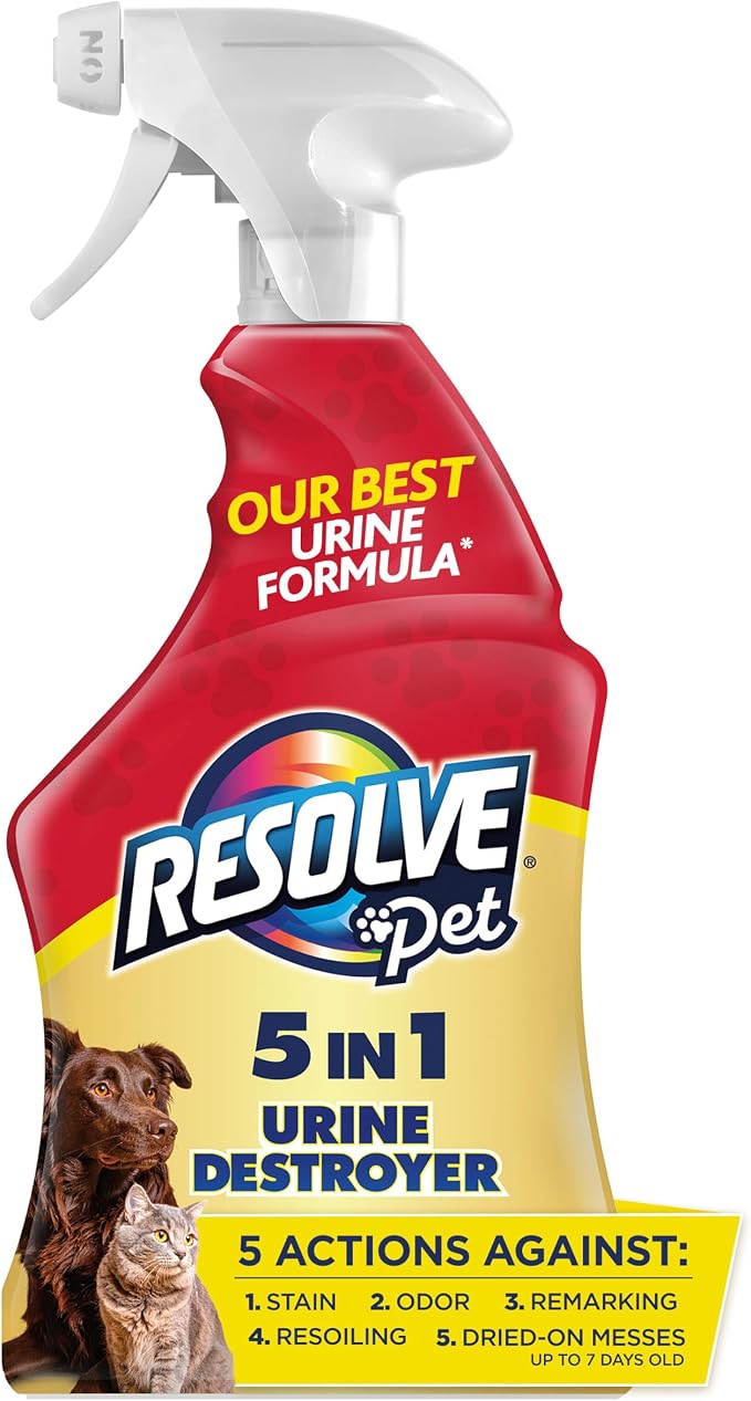 Resolve 5-in-1 Urine Destroyer Carpet Cleaner Spray – Urine Eliminator for Pet Stains & Odors Up to 7 Days Old, 22oz