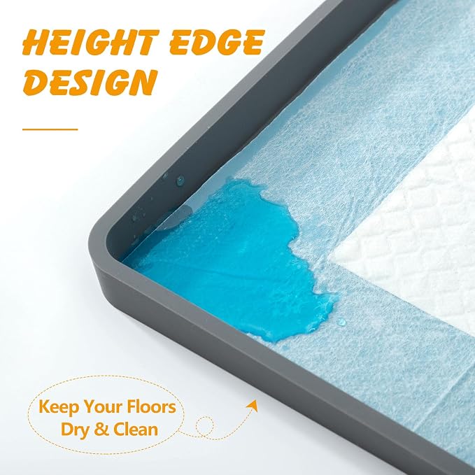 ondware Silicone Dog Pee Pad Holder for Standard 27x27 in Pads, Non-Slip Leak-Proof Puppy Pad Tray, Portable Puppy Training Mat with Raised Edges for Floor Protection, Easy to Clean