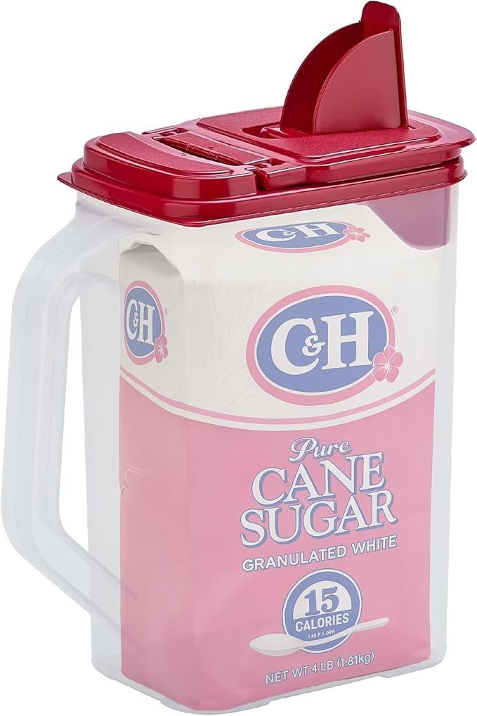 Buddeez Clear Pantry Storage Container, Dry Storage, 4 Quart, Red Lid | Clear container for easy visibility, Easy-grip handle, Easy-pour spout, For flour, sugar, cereal, rice and dry goods