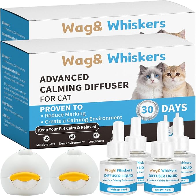 Cat Pheromones Calming Diffuser, Pheromone Diffuser to Calm Cats, Cat Calming Spray, Stress Relief and Anxiety Relief for All Cats, Soothe Your Pet's Emotions, 3-in-1 Kit for Cats (2pc)