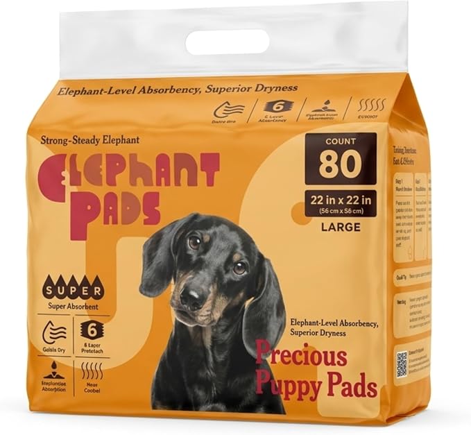 Quick-Drying & Super Absorbent Precious Puppy Pads, Leak-Proof & Unscented White Dog Pee Pads | Premium Potty Training Pads for Dogs (1, Large)