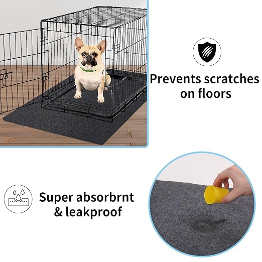 Kennel Pad Dog Crate Mat Liner, 42" x 28" - 1 Pack | Waterproof, Non-Slip, Washable Puppy Pee Pad for Kennel Training - Under Pet Cage to Protect Floors, Thin Cut to Fit Design