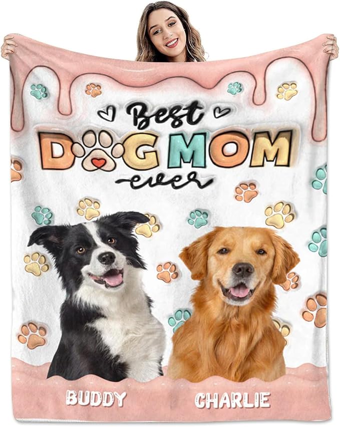 Pamaheart Custom Dog Face Blankets, Personalized Pet Photo Blanket, Fleece Dog Blankets, Customized Photo Throws, Dogs Dad Gifts, Pet Lover Gifts, Memorial Gift /25