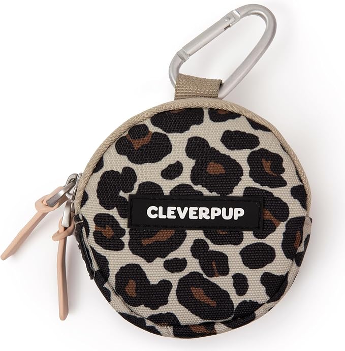 Snackpack Double Insulated Dog Treat Pouch – 1.5 Cup, 2 Pockets – Leopard