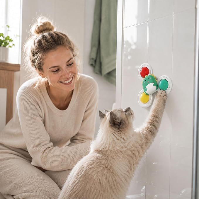 3PCS Suction Cup Cat Toy, Window Perch Companion Interactive Play Toy (White#B)