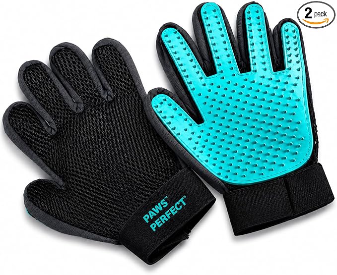 Pet Grooming Gloves for Dogs and Cats, Deshedding Hair Remover Mitt, 2 Pack Premium