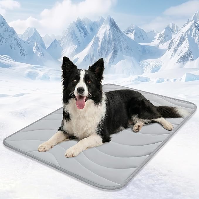 Cozyide Dog Cooling Mat, Q-Max>0.45 Thin Breathable Cooling Mat for Extra Large Dogs, Washable Reversible Dog Pad for Four Seasons, 40" L x 28" W, Light Grey