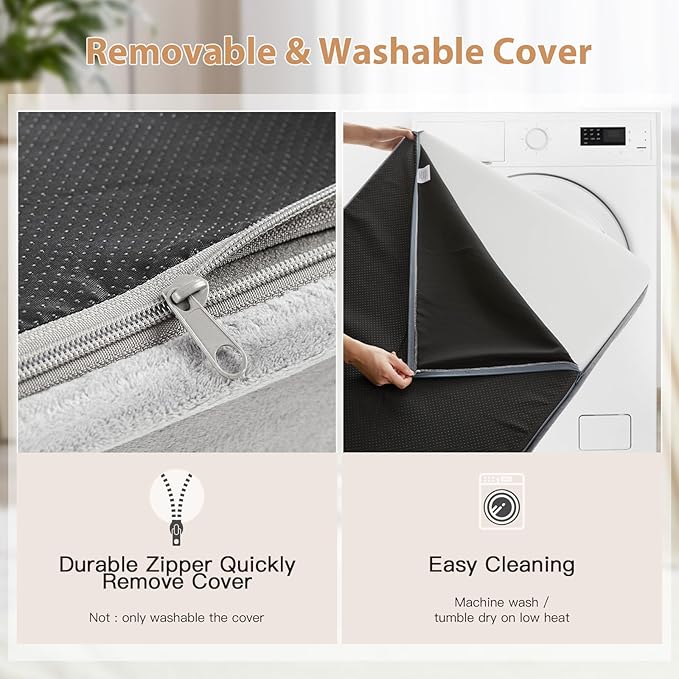 WNPETHOME Orthopedic Waterproof Dog Bed Medium for Comfy Sleeping | Washable Medium Pet Bed with Removable Cover, Multi-Needle Quilting Dogs Crate Bed Light Grey 30x20 Inch