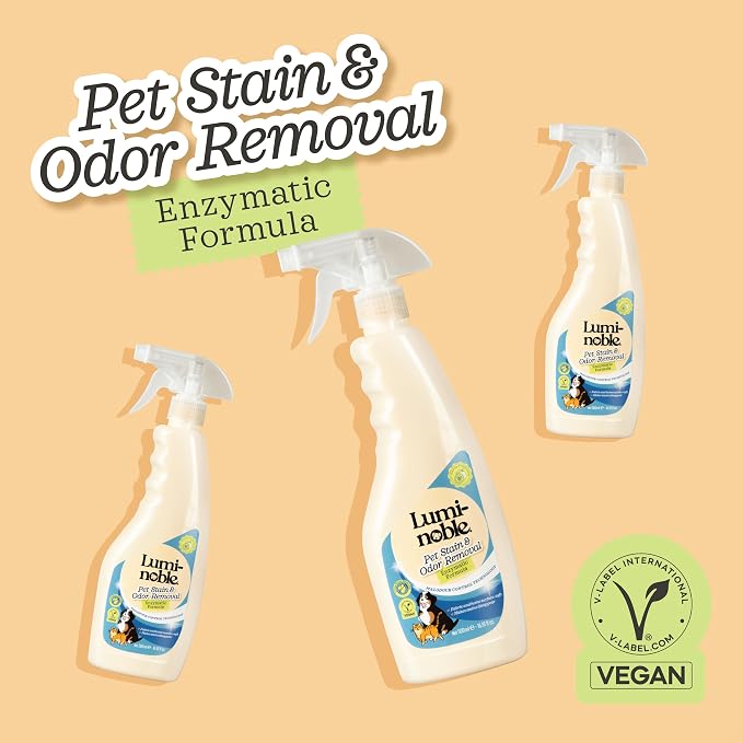 Pet Stain & Odor Remover Spray, enzyme cleaner for dog urine & poop carpet | Upholstery & Fabrics – Eliminates Cat Pee, Feces, Vomit & Tough Stains, Eco-Friendly, Vegan, Citrus Scent