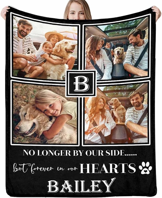 Artsadd Personalized Memorial Blanket with Pictures Pet Loss Sympathy Gift in Memory of Dog Cat Custom Photo Blanket