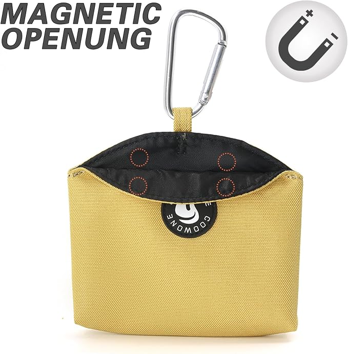 Dog Treat Pouch Magnetic Closure Small Dog Training Treat Pouch Pocket Sized Small Dog Treat Pouch with Clip (Khaki)