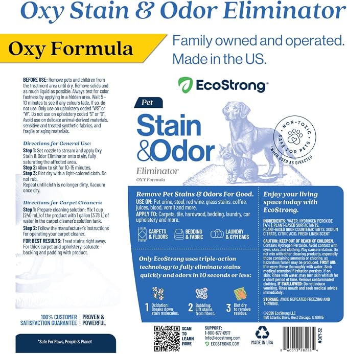 Oxy Pet Carpet Cleaner Spray | Pet Stain Remover for Pet Urine, Cat Pee, Dog Poop | Deep Spot Treating Action on Carpeting, Upholstery, Laundry, Pet Beds & More (32 Fl Oz)