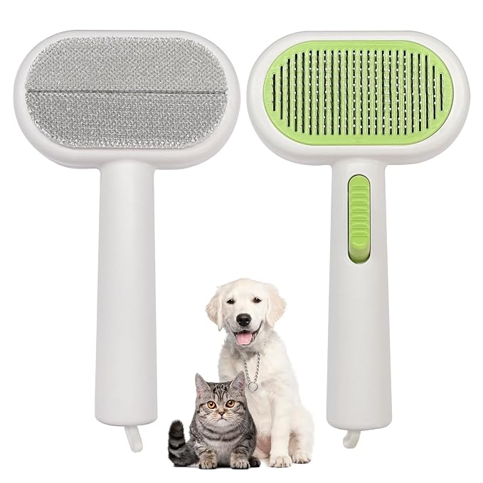 Double Sided Pet Grooming Brush for Dogs and Cats - Gentle Deshedding Tool for Long/Short Hair, Massage & Hair Removal - Indoor Grooming, Outdoor Use & Travel Friendly