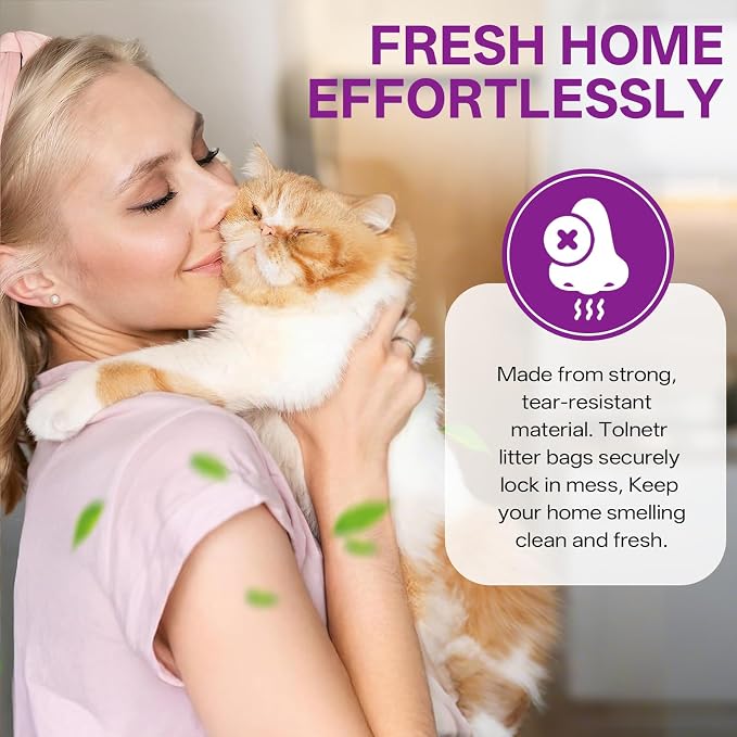 60 Pack Automatic Cat Litter Box Waste Bags Compatible with Litter Robot 4/3, 26lbs Heavy Duty Tear-Resistant Drawstring Cat Litter Liners, Sensor-Compatible,10-12 Gallon, 26.4" x 15.7"